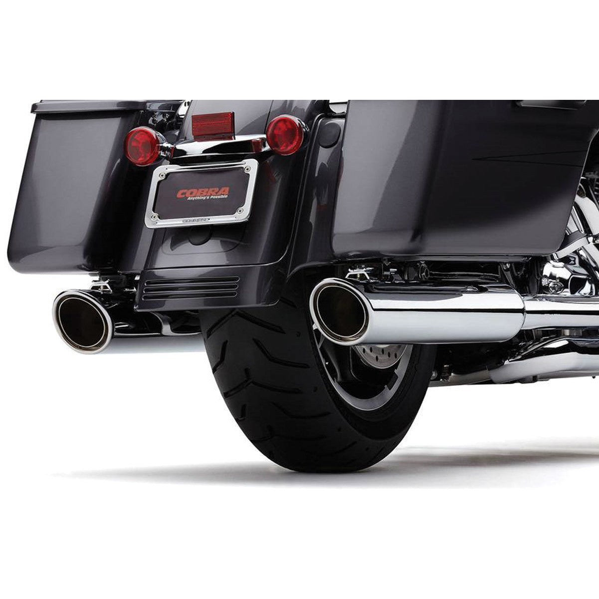 Cobra USA COB-6106 4" 909 Back Slash Slip-On Mufflers Chrome for Touring 95-16/Trike 17-20