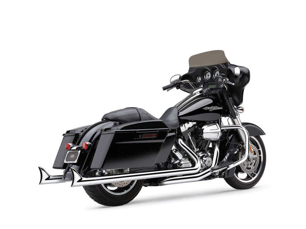 Cobra USA COB-6975 Speedster Dual Exhaust Chrome w/Chrome Fishtail End Cap for Touring 17-Up