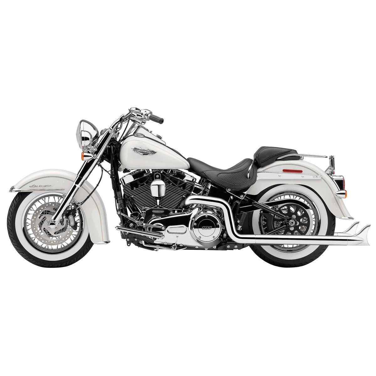 Cobra USA COB-6987 Bad Hombre True Dual Exhaust Chrome w/Chrome Classic Fishtail End Cap for Softail 97-06