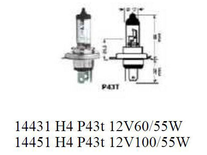 Cycle Pro LLC CPL-14431 H4 60/55W Clear Headlight Bulb