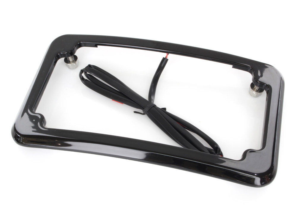 Cycle Visions CV4617B Curved Number Plate Frame Black w/Number Plate Light Only