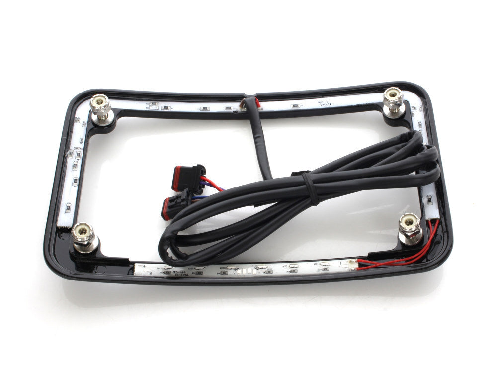 Cycle Visions CV4622B Curved Slick Signal Run/Turn/Brake & Number Plate Frame Black for Softail 18-Up