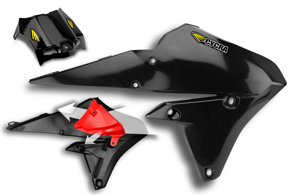 Cycra Powerflow Radiator Shrouds Black for Yamaha YZ250F 14-18/YZ450F 14-19/WR250F 15-20/WR450F 15-17