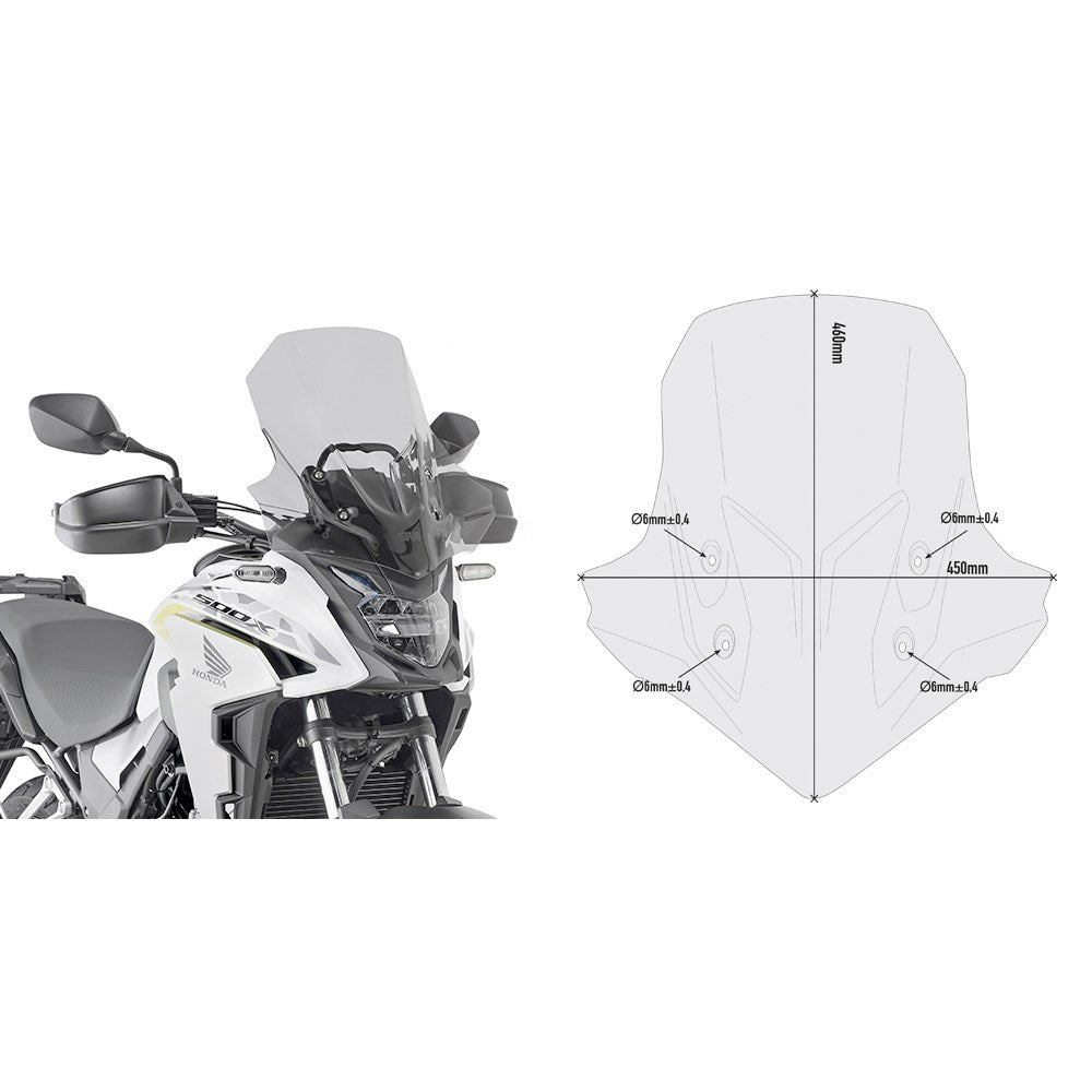 Givi D1171S Smoked Windshield 46 x 45cm for Honda CB500X 19-23