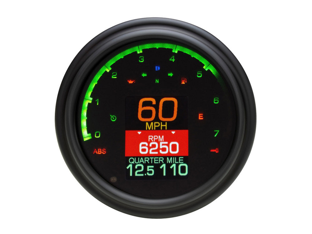 Dakota Digital DAK-MLX-2000-K 4.5" Tank Mount KPH Speedometer w/Tachometer Black for Big Twin 99-03