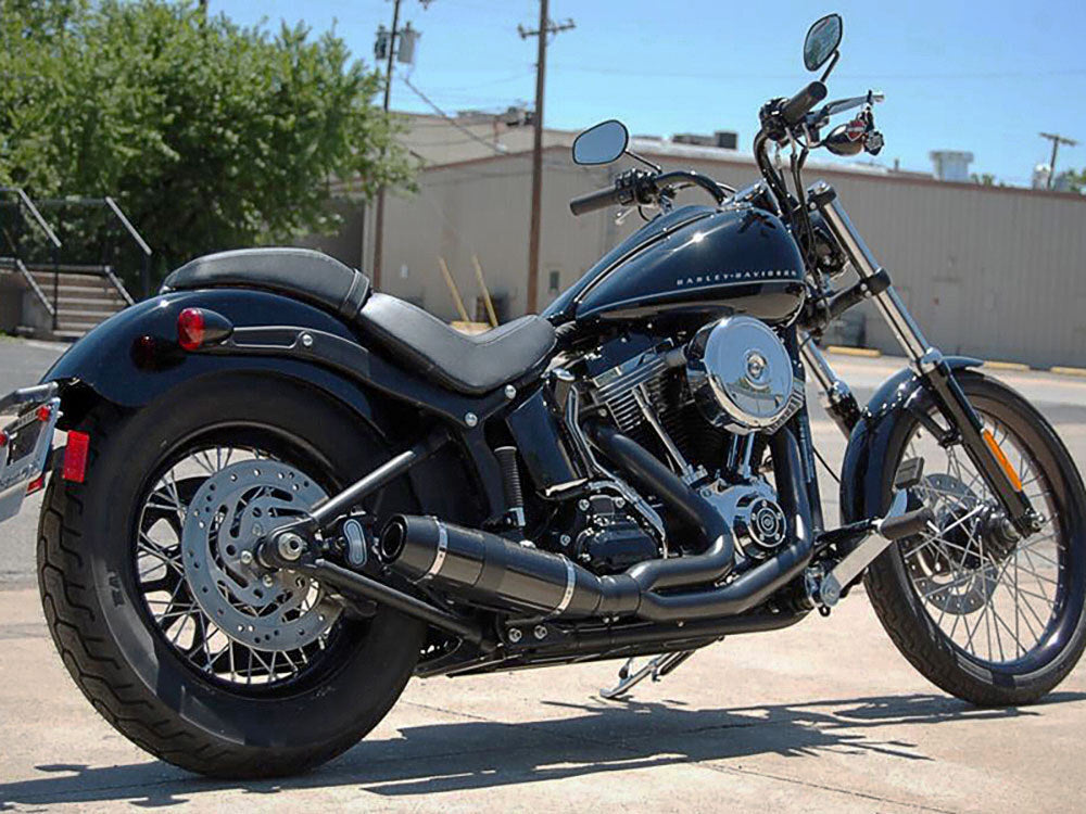 D&D Exhaust DD578Z-31B Bob Cat 2-1 Exhaust Black w/Black Satin Sleeve Muffler for Softail 86-17/Rocker 08-11