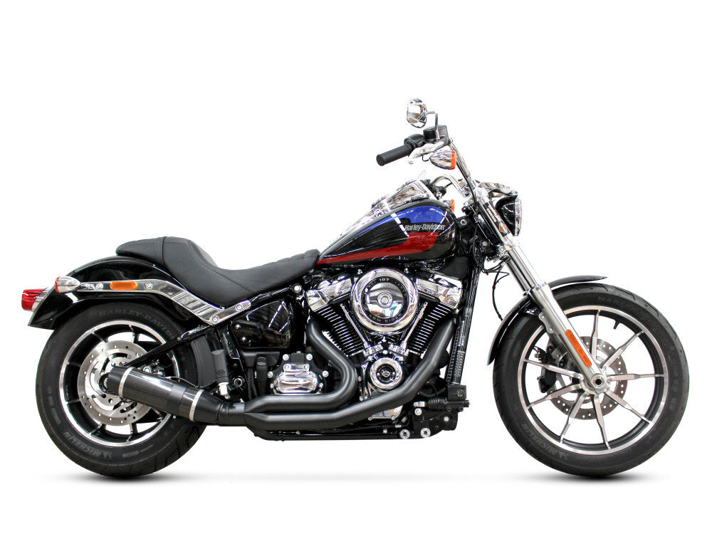 D&D Exhaust DD636Z-31C Bob Cat 2-1 Exhaust Black w/Carbon Fibre Sleeve Muffler for Softail 18-Up Non-240 Tyre Models