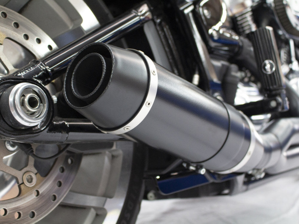 D&D Exhaust DD640Z-31B Bob Cat 2-1 Exhaust Black w/Black Satin Sleeve Muffler for Breakout/Fat Boy 18-Up/FXDR 19-Up