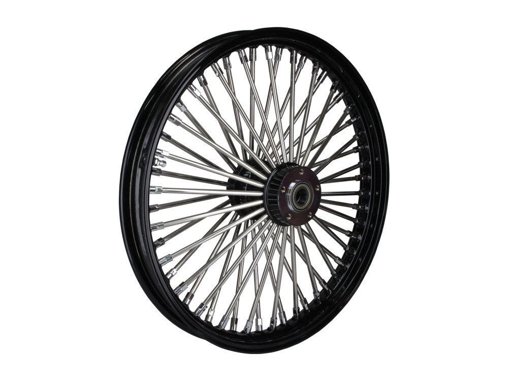 DNA Specialty DNA-21280250A-BRH 21" x 2.15" Mammoth Fat Spoke Front Wheel Gloss Black/Chrome for FX Softail 00-15