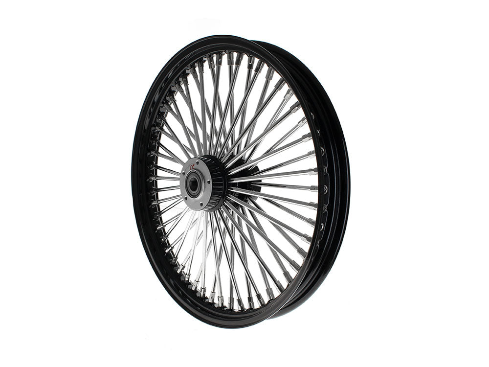DNA Specialty DNA-21282642A-BRH 21" x 2.15" Mammoth Fat Spoke Front Wheel Gloss Black/Chrome for Dual Disc Harley-Davidson Mid Glide Dyna Low Rider 14-17/Low Rider S 20-Up/Low Rider ST 22-Up