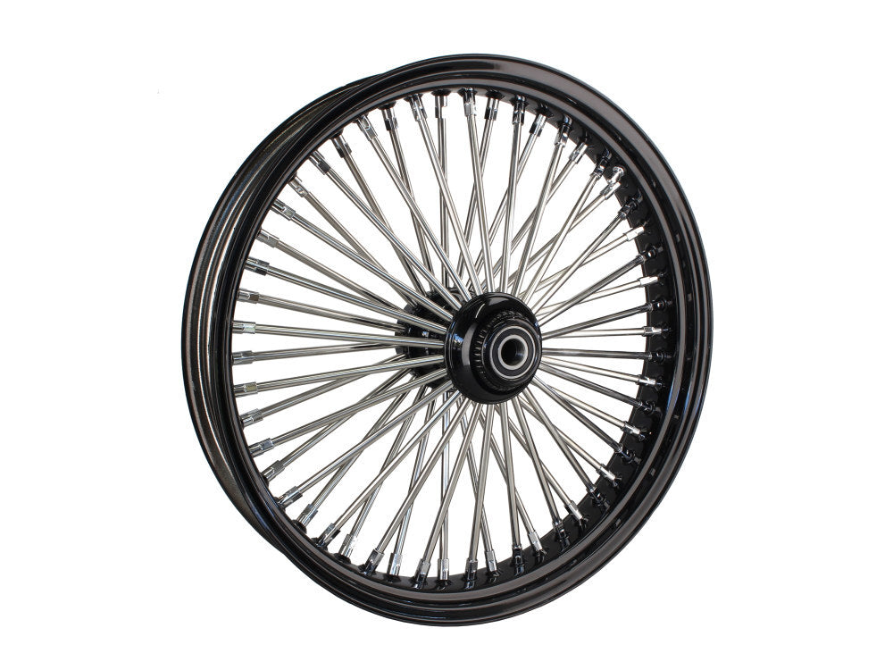 DNA Specialty DNA-21580650A-BRH 21" x 3.5" Mammoth Fat Spoke Front Wheel Gloss Black/Chrome for FL Softail 11-Up