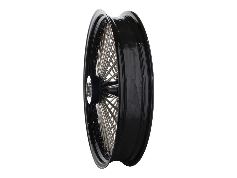 DNA Specialty DNA-21580950A-BRH 21" x 3.5" Mammoth Fat Spoke Front Wheel Gloss Black/Chrome for Touring 08-Up/Softail Fat Bob 18-Up/FXDR 19-20