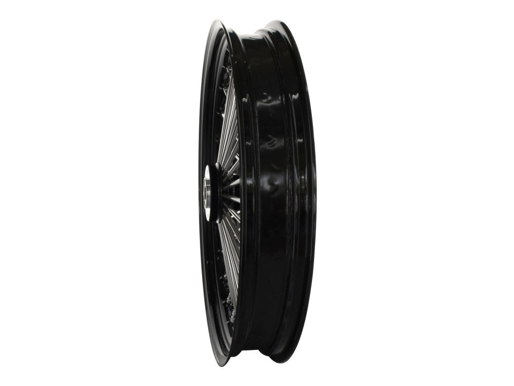 DNA Specialty DNA-23382250A-BRH 23" x 3.5" Mammoth Fat Spoke Front Wheel Gloss Black/Chrome for Mid Glide Dyna 12-17/FX Softail 18-Up