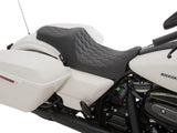 Drag Specialties DS-0801-1114 Predator 3 Dual Seat w/Black Double Diamond Lattice Stitch for most Harley-Davidson Touring 08-24