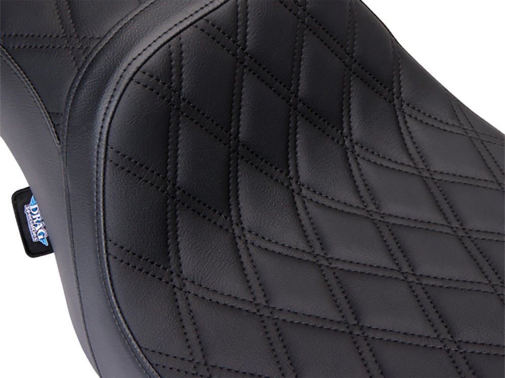 Drag Specialties DS-0801-1490 Performance Predator 2-Up Dual Seat w/Black Double Diamond Lattice Stitch for most Harley-Davidson Touring 08-24