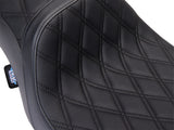 Drag Specialties DS-0801-1490 Performance Predator 2-Up Dual Seat w/Black Double Diamond Lattice Stitch for most Harley-Davidson Touring 08-24