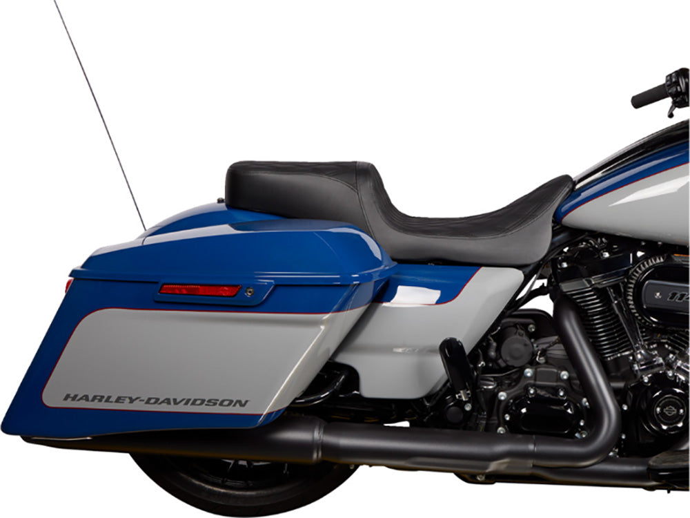 Drag Specialties DS-0801-1490 Performance Predator 2-Up Dual Seat w/Black Double Diamond Lattice Stitch for most Harley-Davidson Touring 08-24