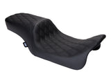 Drag Specialties DS-0801-1490 Performance Predator 2-Up Dual Seat w/Black Double Diamond Lattice Stitch for most Harley-Davidson Touring 08-24