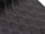 Drag Specialties DS-0801-1492 Performance Predator 2-Up Dual Seat w/Silver Double Diamond Lattice Stitch for most Harley-Davidson Touring 08-24