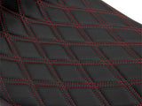 Drag Specialties DS-0801-1494 Performance Predator 2-Up Dual Seat w/Red Double Diamond Lattice Stitch for most Harley-Davidson Touring 08-24