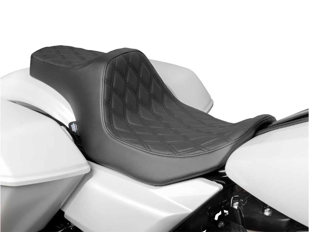 Drag Specialties DS-0801-1918 Predator 3 Dual Seat w/Black Double Diamond Lattice Stitch for Harley-Davidson CVO Touring 23-Up/Street Glide/Road Glide 24-Up/Touring 25-Up