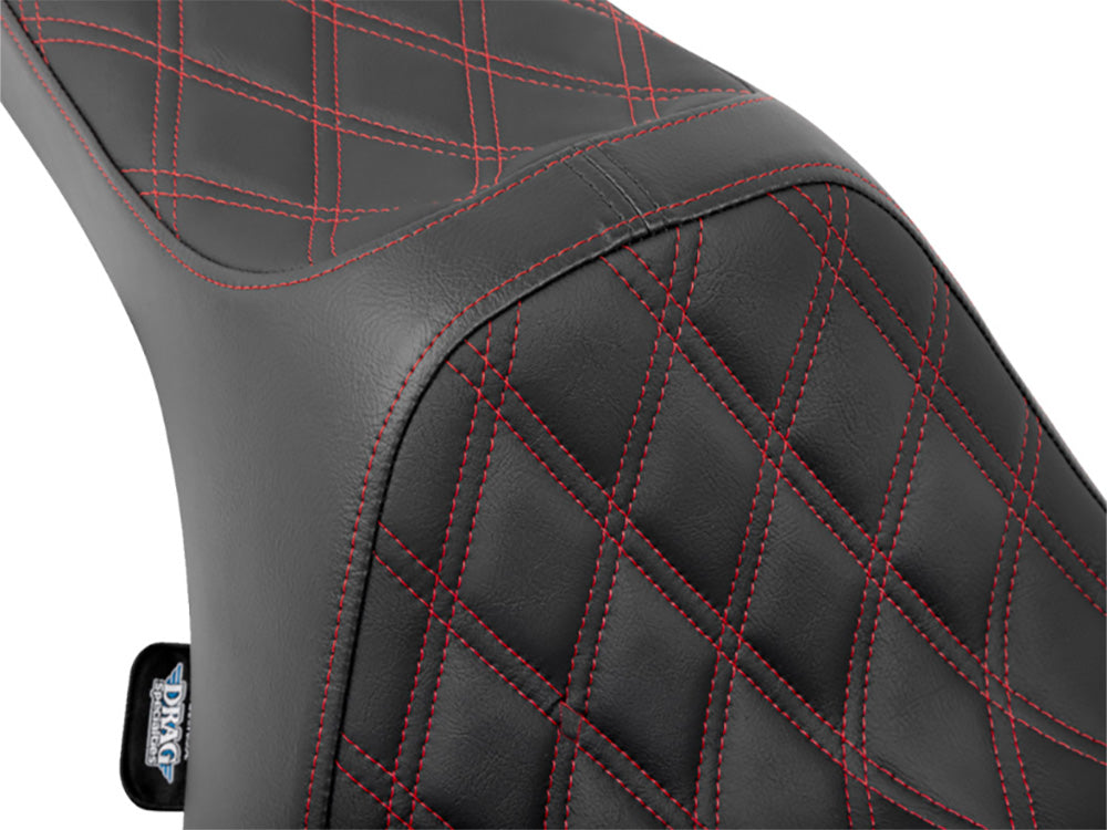 Drag Specialties DS-0801-1920 Predator 3 Dual Seat w/Red Double Diamond Lattice Stitch for Harley-Davidson CVO Touring 23-Up/Street Glide/Road Glide 24-Up/Touring 25-Up