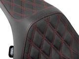 Drag Specialties DS-0801-1920 Predator 3 Dual Seat w/Red Double Diamond Lattice Stitch for Harley-Davidson CVO Touring 23-Up/Street Glide/Road Glide 24-Up/Touring 25-Up