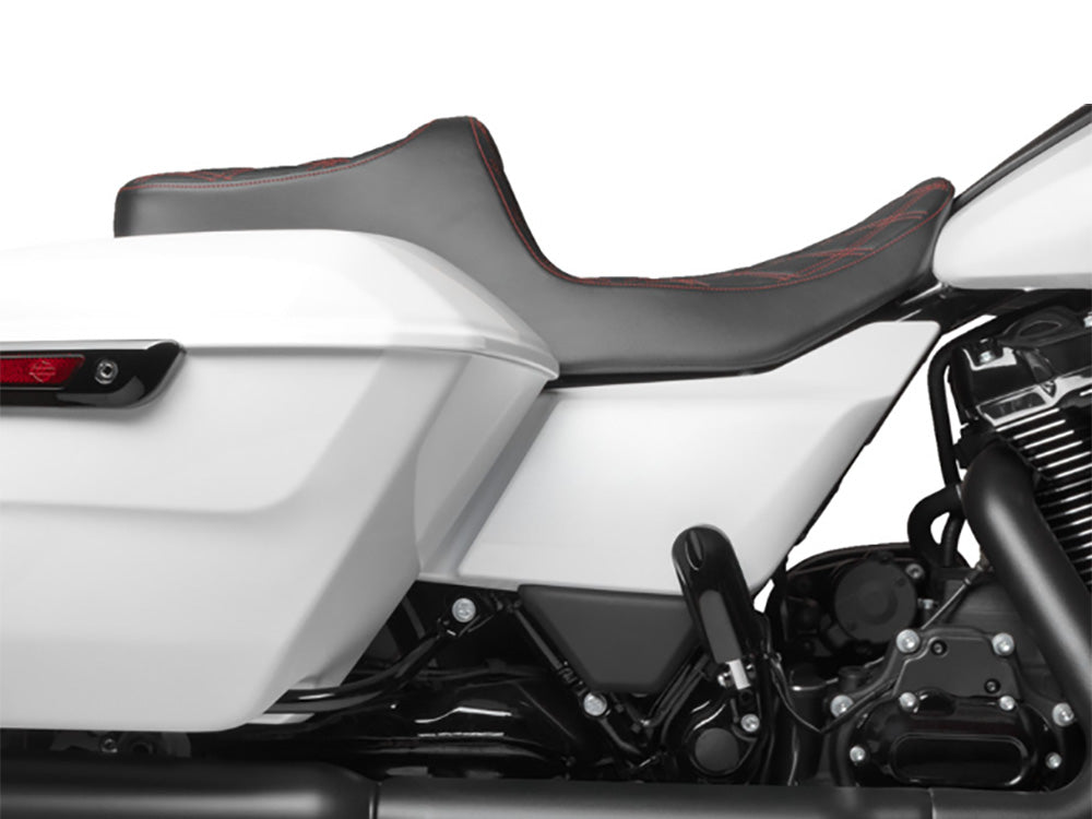 Drag Specialties DS-0801-1920 Predator 3 Dual Seat w/Red Double Diamond Lattice Stitch for Harley-Davidson CVO Touring 23-Up/Street Glide/Road Glide 24-Up/Touring 25-Up