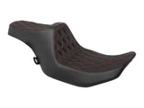 Drag Specialties DS-0801-1920 Predator 3 Dual Seat w/Red Double Diamond Lattice Stitch for Harley-Davidson CVO Touring 23-Up/Street Glide/Road Glide 24-Up/Touring 25-Up