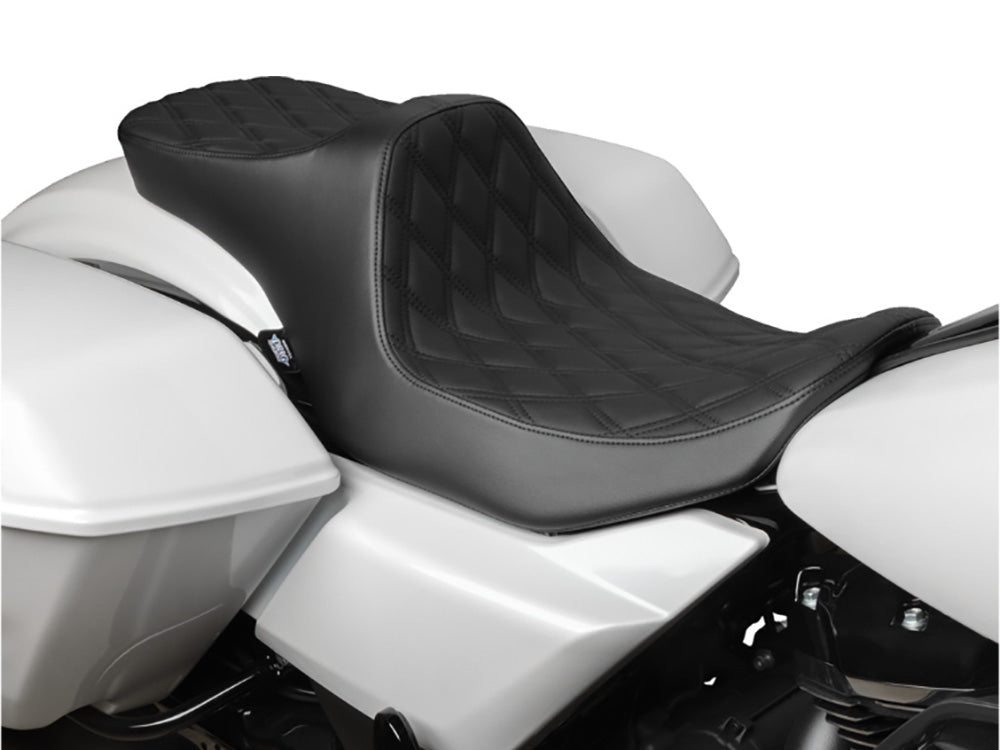 Drag Specialties DS-0801-1931 Predator 3 2-Up Dual Seat w/Black Double Diamond Lattice Stitch for Harley-Davidson CVO Touring 23-Up/Street Glide/Road Glide 24-Up/Touring 25-Up