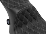 Drag Specialties DS-0801-1932 Predator 3 2-Up Dual Seat w/Silver Double Diamond Lattice Stitch for Harley-Davidson CVO Touring 23-Up/Street Glide/Road Glide 24-Up/Touring 25-Up