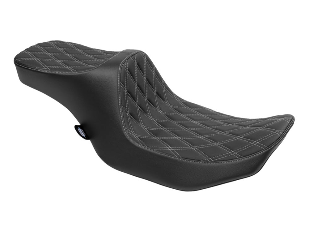 Drag Specialties DS-0801-1932 Predator 3 2-Up Dual Seat w/Silver Double Diamond Lattice Stitch for Harley-Davidson CVO Touring 23-Up/Street Glide/Road Glide 24-Up/Touring 25-Up