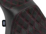 Drag Specialties DS-0801-1933 Predator 3 2-Up Dual Seat w/Red Double Diamond Lattice Stitch for Harley-Davidson CVO Touring 23-Up/Street Glide/Road Glide 24-Up/Touring 25-Up