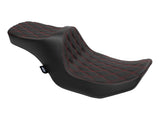 Drag Specialties DS-0801-1933 Predator 3 2-Up Dual Seat w/Red Double Diamond Lattice Stitch for Harley-Davidson CVO Touring 23-Up/Street Glide/Road Glide 24-Up/Touring 25-Up