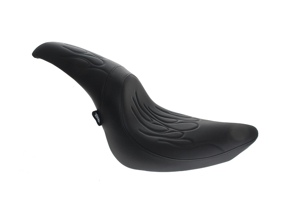 Drag Specialties DS-0802-0393 Predator Dual Seat Flame Solar Leather Black for Harley-Davidson Softail 06-17 w/OEM 200 Rear Tyre