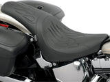 Drag Specialties DS-0802-0468 Predator Dual Seat Flame Solar Leather Black for Harley-Davidson Softail 00-17 w/130 or 150 OEM Rear Tyre