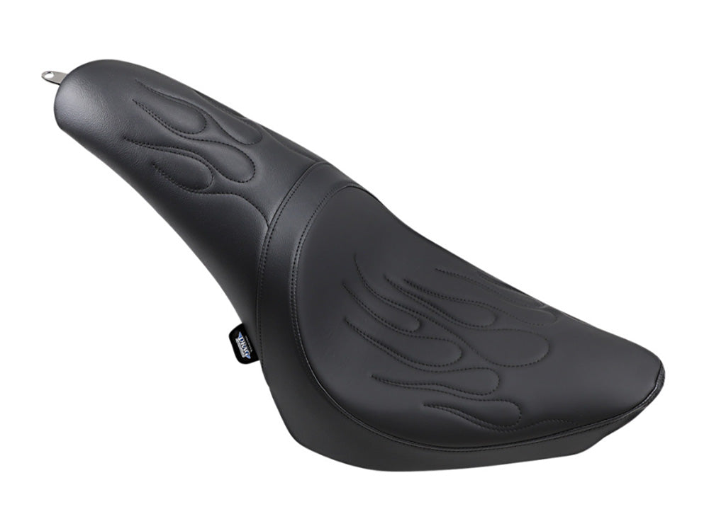 Drag Specialties DS-0802-0468 Predator Dual Seat Flame Solar Leather Black for Harley-Davidson Softail 00-17 w/130 or 150 OEM Rear Tyre