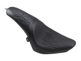 Drag Specialties DS-0802-0468 Predator Dual Seat Flame Solar Leather Black for Harley-Davidson Softail 00-17 w/130 or 150 OEM Rear Tyre