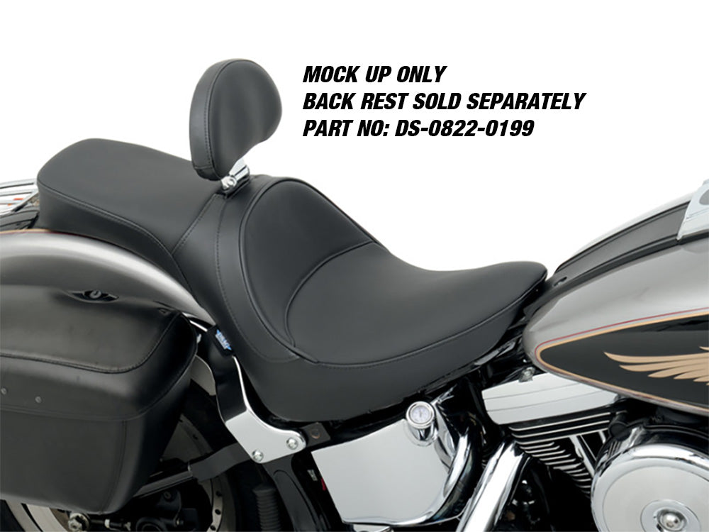 Drag Specialties DS-0802-0729 Predator 2-Up Dual Seat Smooth Solar Leather Black for Harley-Davidson Softail 84-99