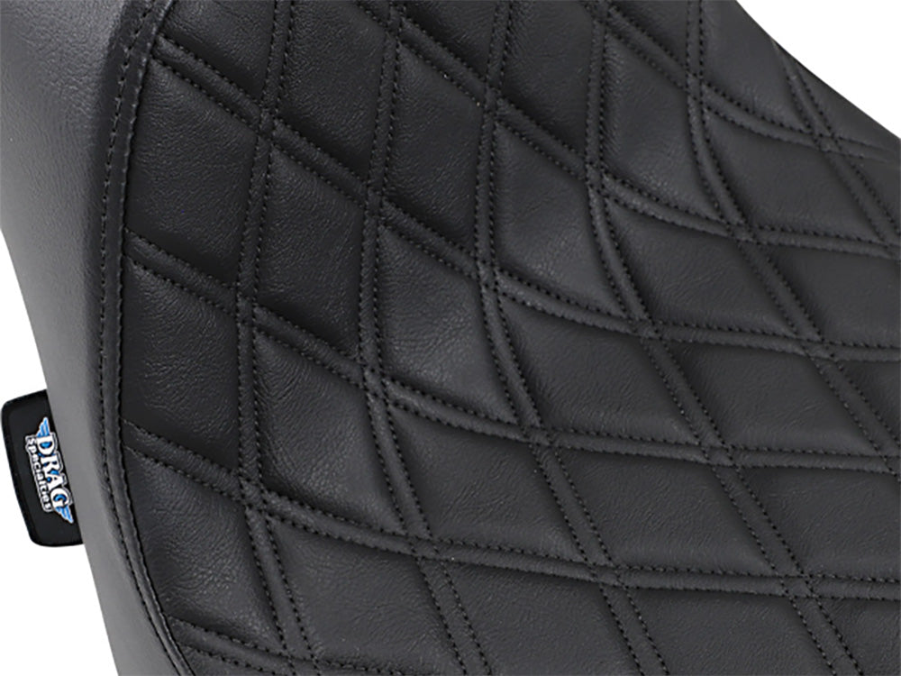 Drag Specialties DS-0802-1072 Predator 3 Dual Seat w/Black Double Diamond Lattice Stitch for Harley-Davidson Fat Bob 18-24