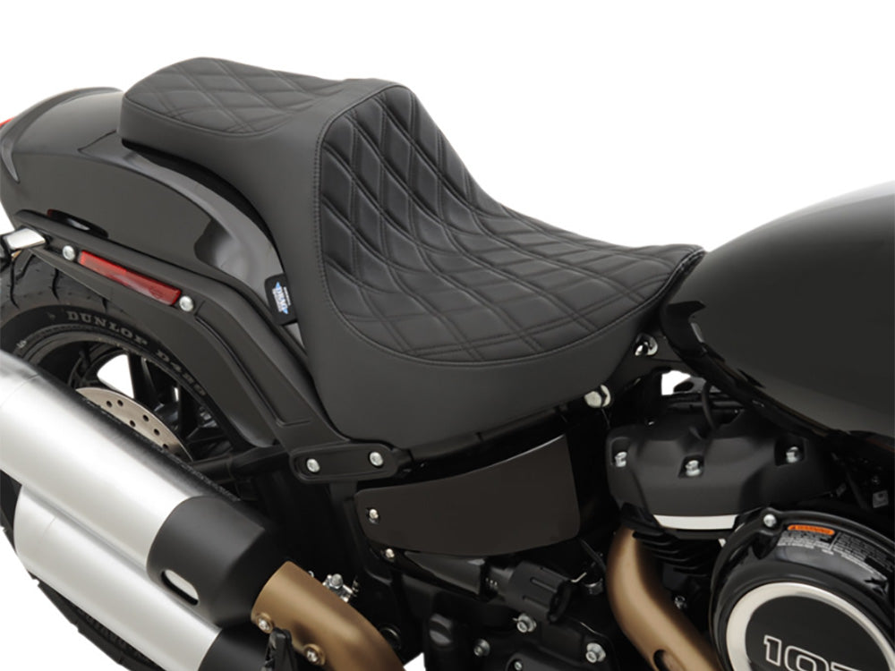 Drag Specialties DS-0802-1072 Predator 3 Dual Seat w/Black Double Diamond Lattice Stitch for Harley-Davidson Fat Bob 18-24