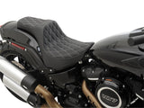 Drag Specialties DS-0802-1073 Predator 3 Dual Seat w/Silver Double Diamond Lattice Stitch for Harley-Davidson Fat Bob 18-24