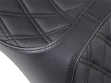 Drag Specialties DS-0802-1145 Predator 3 Dual Seat w/Black Double Diamond Lattice Stitch for Harley-Davidson Softail Deluxe/Heritage Softail/Slim/Street Bob 18-Up/Standard 20-Up