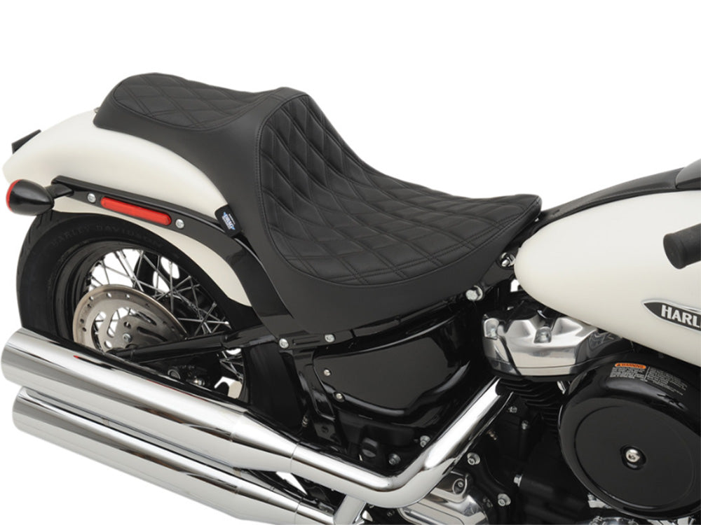 Drag Specialties DS-0802-1145 Predator 3 Dual Seat w/Black Double Diamond Lattice Stitch for Harley-Davidson Softail Deluxe/Heritage Softail/Slim/Street Bob 18-Up/Standard 20-Up