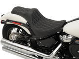 Drag Specialties DS-0802-1146 Predator 3 Dual Seat w/Silver Double Diamond Lattice Stitch for Harley-Davidson Softail Deluxe/Heritage Softail/Slim/Street Bob 18-Up/Standard 20-Up