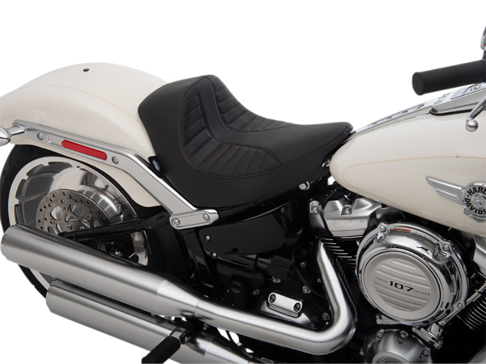 Drag Specialties DS-0802-1185 EZ Solo Seat w/Black Scorpion Stitch for Harley-Davidson Fat Boy 18-Up/Breakout 23-Up