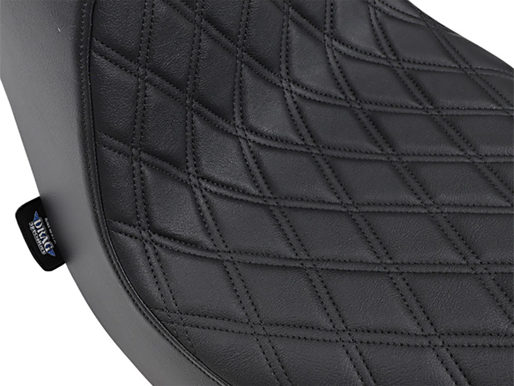 Drag Specialties DS-0802-1188 Predator 3 Dual Seat w/Black Double Diamond Lattice Stitch for Harley-Davidson Fat Boy 18-Up/Breakout 23-Up
