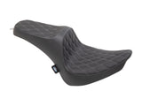 Drag Specialties DS-0802-1360 Predator 3 Dual Seat w/Silver Double Diamond Lattice Stitch for Harley-Davidson Softail 00-17 w/130 or 150 OEM Rear Tyre