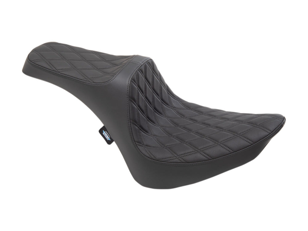 Drag Specialties DS-0802-1366 Predator 3 Dual Seat w/Black Double Diamond Lattice Stitch for Harley-Davidson Softail 84-99