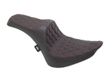 Drag Specialties DS-0802-1368 Predator 3 Dual Seat w/Red Double Diamond Lattice Stitch for Harley-Davidson Softail 84-99